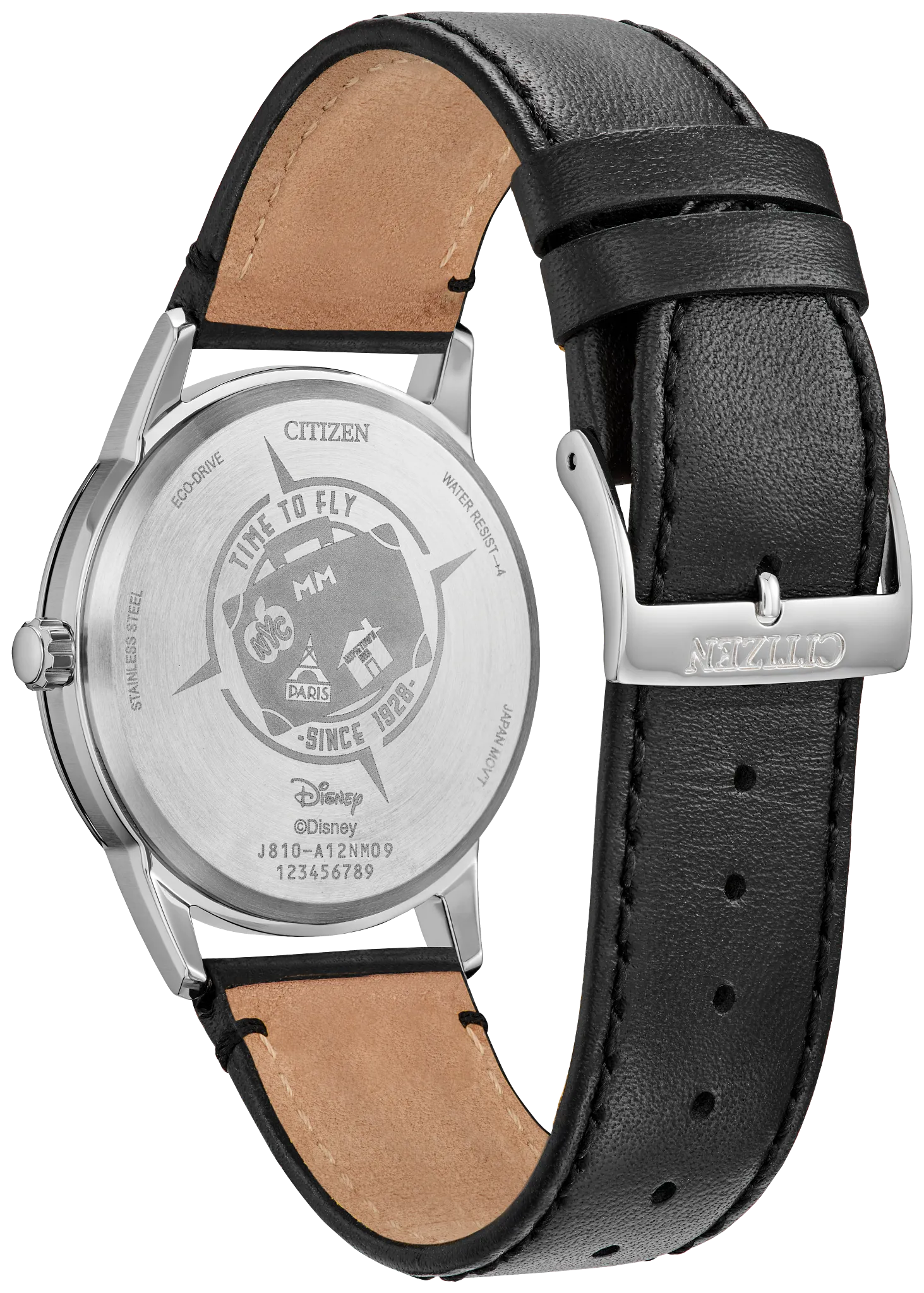 Mickey Mouse & Pluto Take NYC Black Dial Leather Strap AW1860-01W